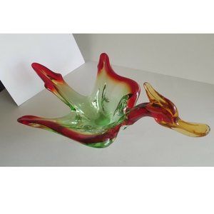 Vintage Murano Art Glass Duck in flight Dish Bowl Figurine 13" long